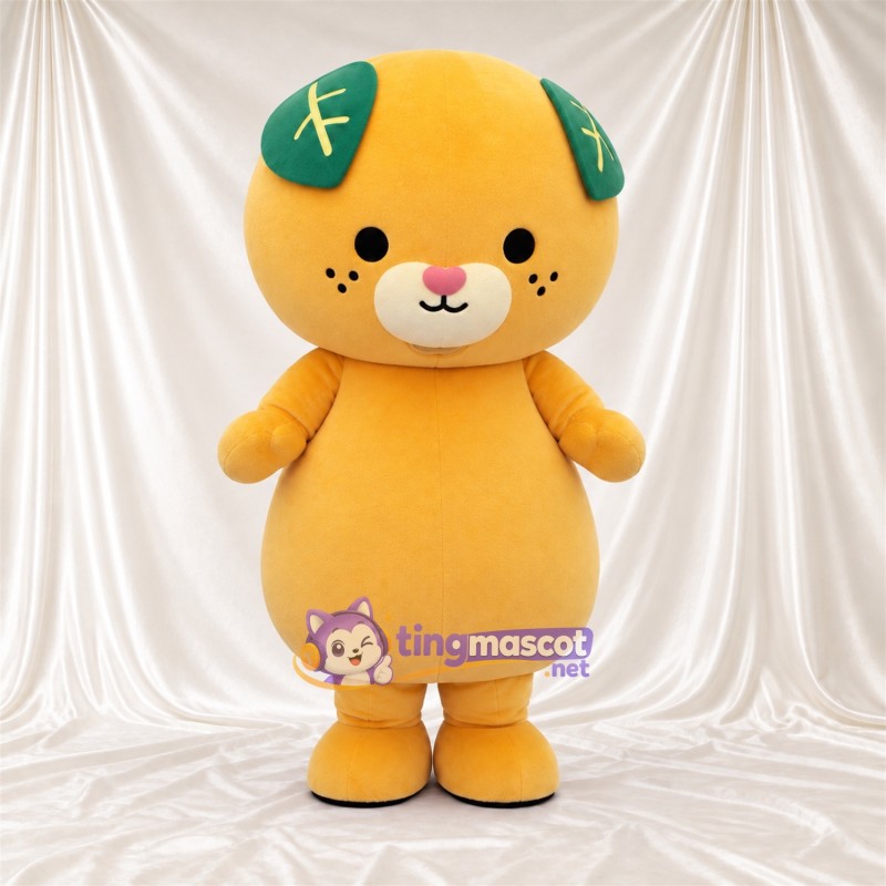 Costume de mascotte Agrume – orange – Feuille (vert); Touches de couleur Costume de mascotte Agrume – orange – Feuille (vert); Touches de couleur