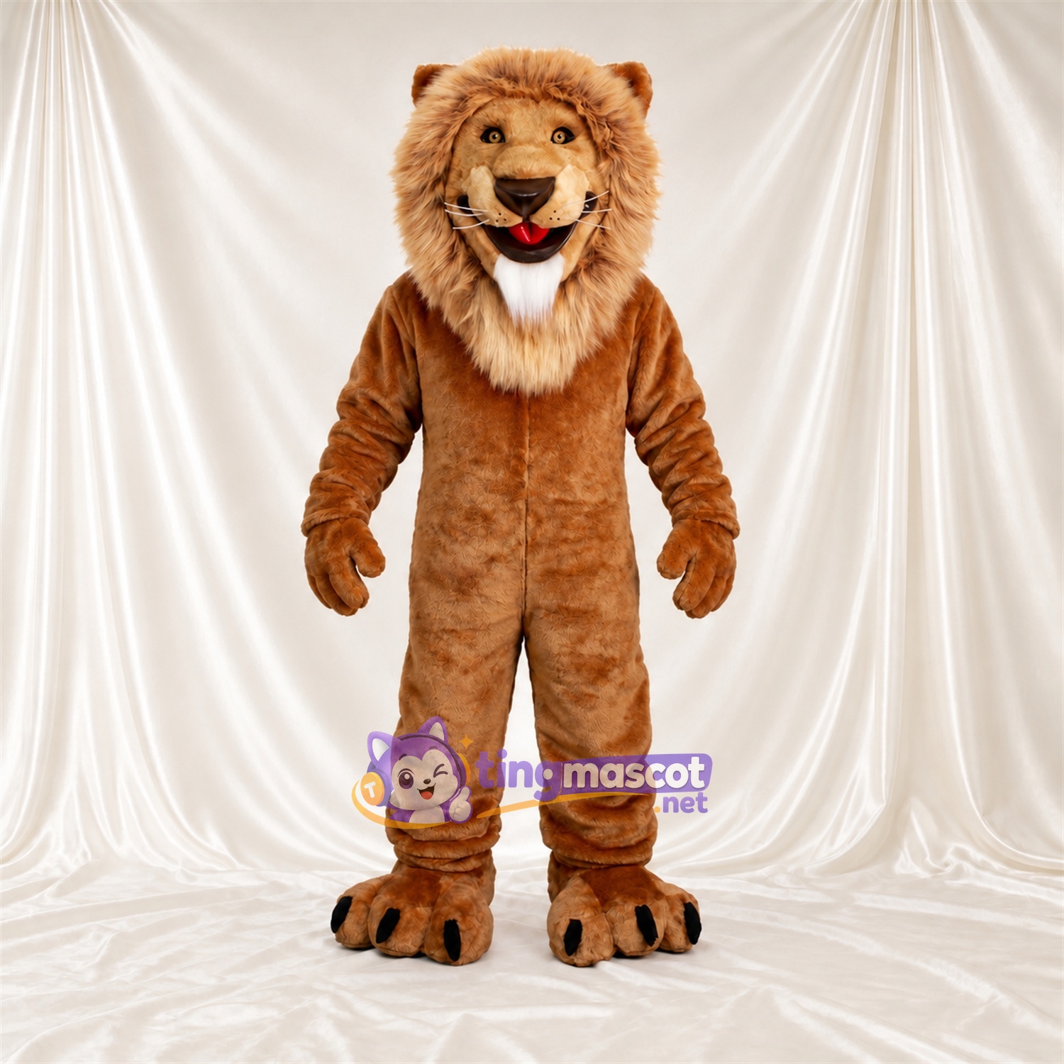 Brown Lion Mascot Costume - Black Claws and White Beard Brown Lion Mascot Costume - Black Claws and White Beard