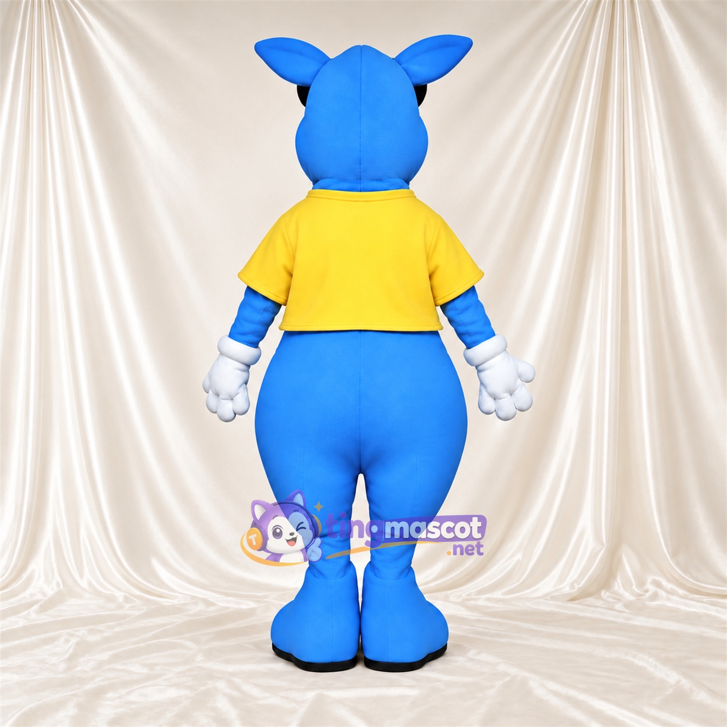 Blue Donkey Mascot Costume - Yellow Shirt Blue Donkey Mascot Costume - Yellow Shirt