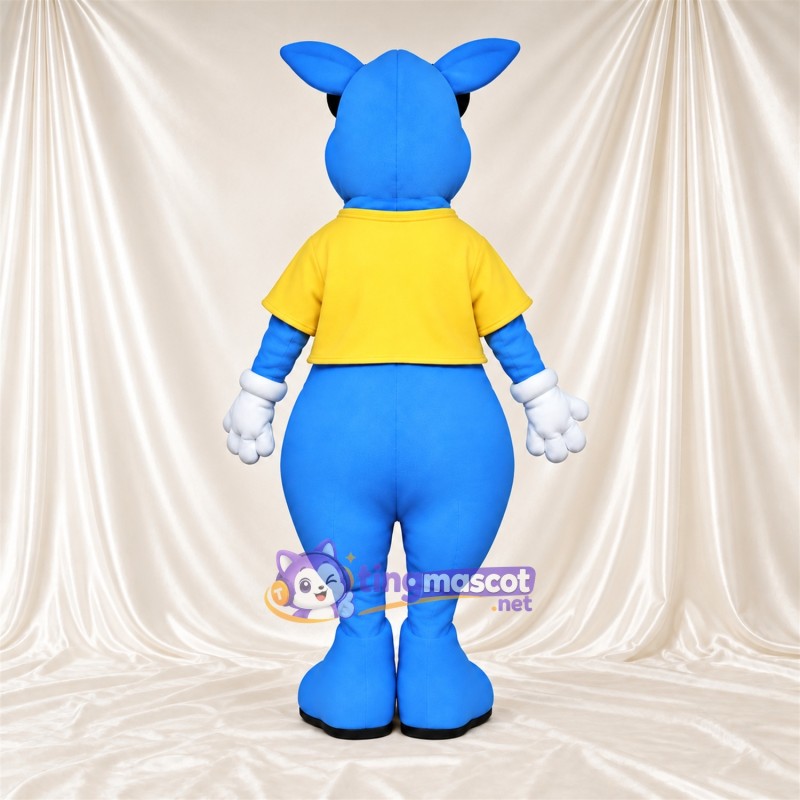 Blue Donkey Mascot Costume - Yellow Shirt Blue Donkey Mascot Costume - Yellow Shirt