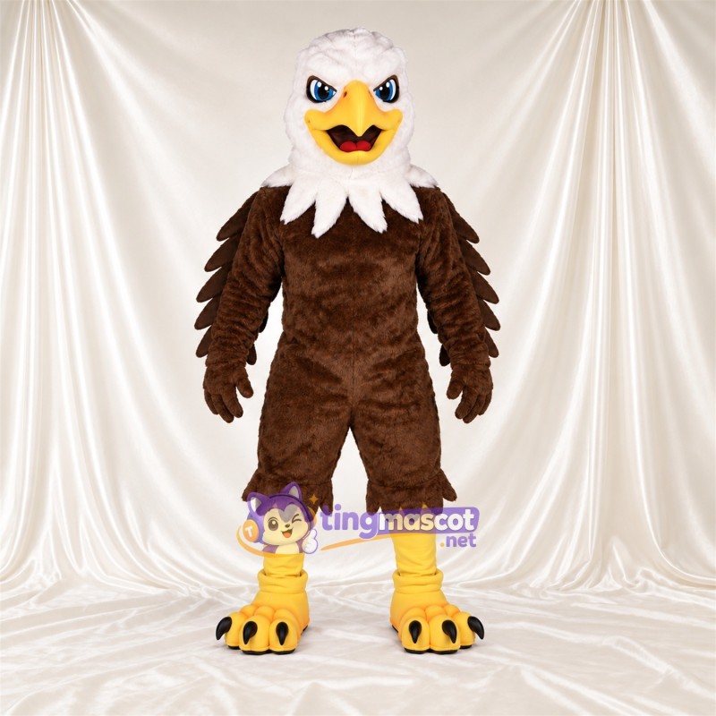 Costume de mascotte Aigle – marron – Tête (blanc); Griffes (noir) Costume de mascotte Aigle – marron – Tête (blanc); Griffes (noir)