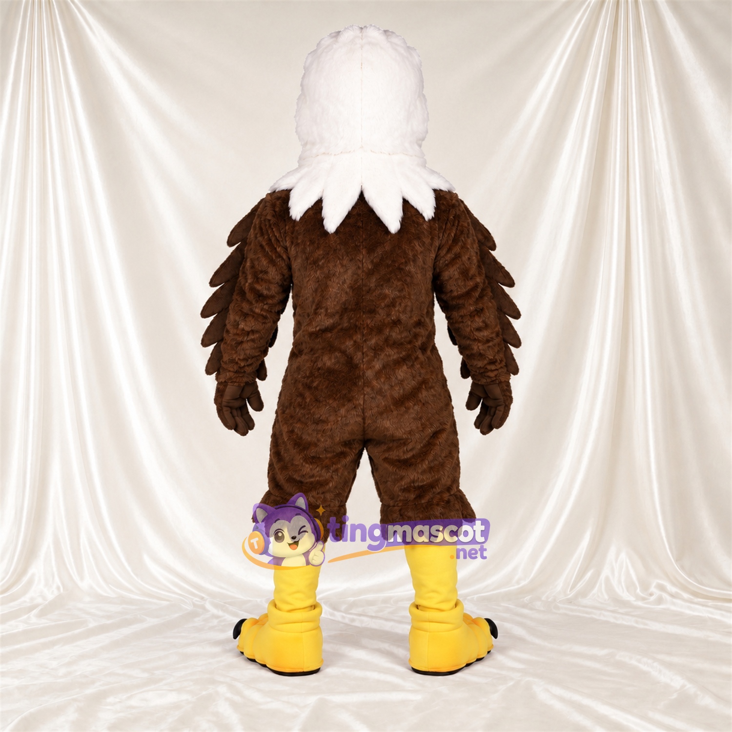 Costume de mascotte Aigle – marron – Tête (blanc); Griffes (noir) Costume de mascotte Aigle – marron – Tête (blanc); Griffes (noir)
