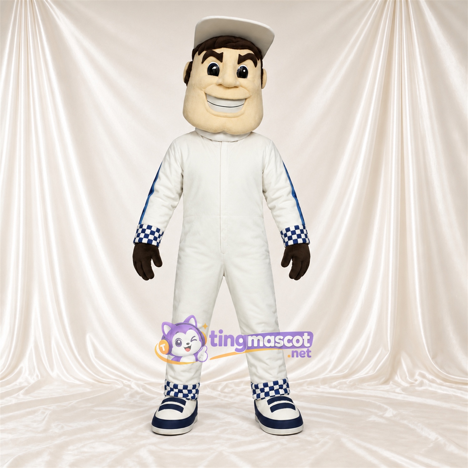 Costume de mascotte Pilote de course – blanc – Combinaison de pilote (blanc) Costume de mascotte Pilote de course – blanc – Combinaison de pilote (blanc)