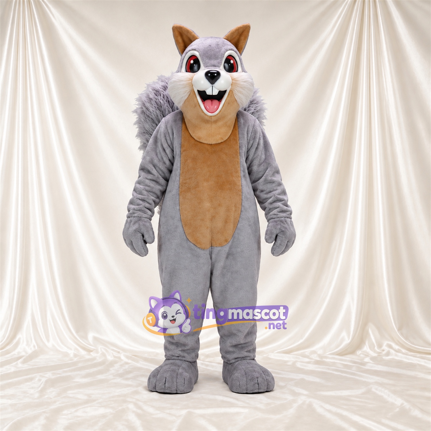 Costume de mascotte Écureuil – gris – Ventre (brun clair) Costume de mascotte Écureuil – gris – Ventre (brun clair)