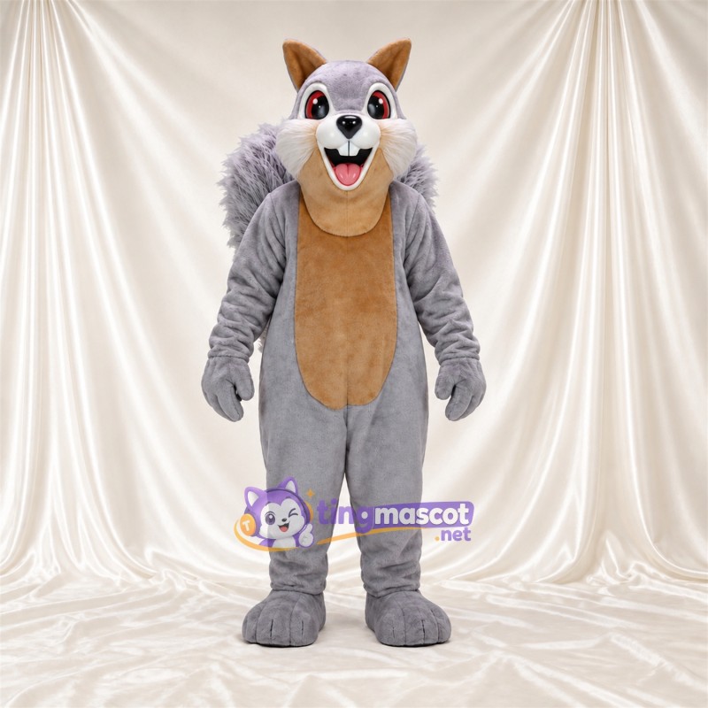 Costume de mascotte Écureuil – gris – Ventre (brun clair)