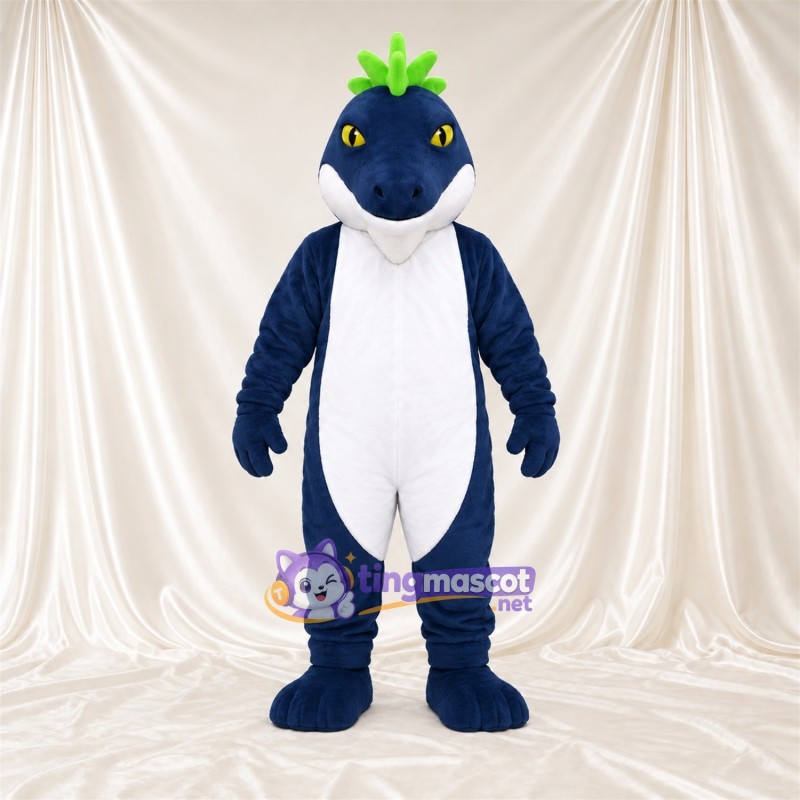 Blue Dragon Mascot Costume - Green Spines and White Belly Blue Dragon Mascot Costume - Green Spines and White Belly
