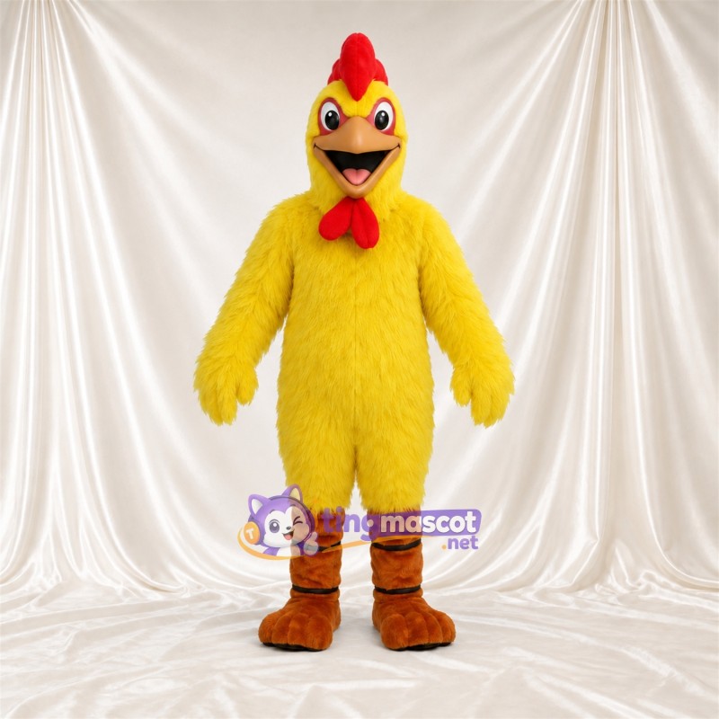 Maskottchenkostüm Huhn – gelb – Gestreifte Beine Maskottchenkostüm Huhn – gelb – Gestreifte Beine