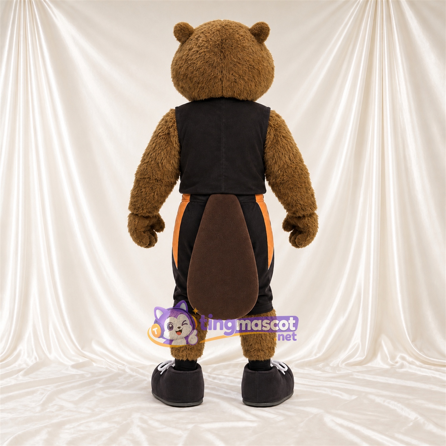 Brown Beaver Mascot Costume - Black Outfit Brown Beaver Mascot Costume - Black Outfit