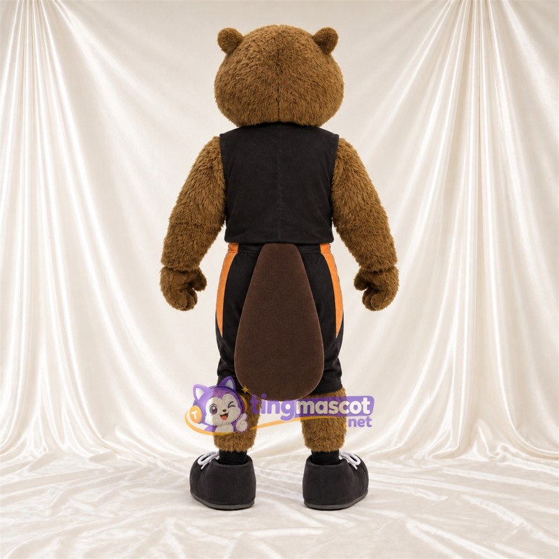 Brown Beaver Mascot Costume - Black Outfit Brown Beaver Mascot Costume - Black Outfit