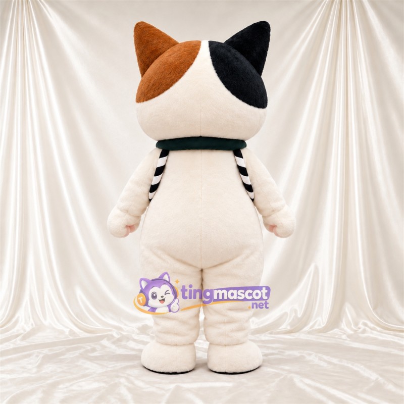 Maskottchenkostüm Glückskatze – weiß – Flecken (schwarz / orange) Maskottchenkostüm Glückskatze – weiß – Flecken (schwarz / orange)