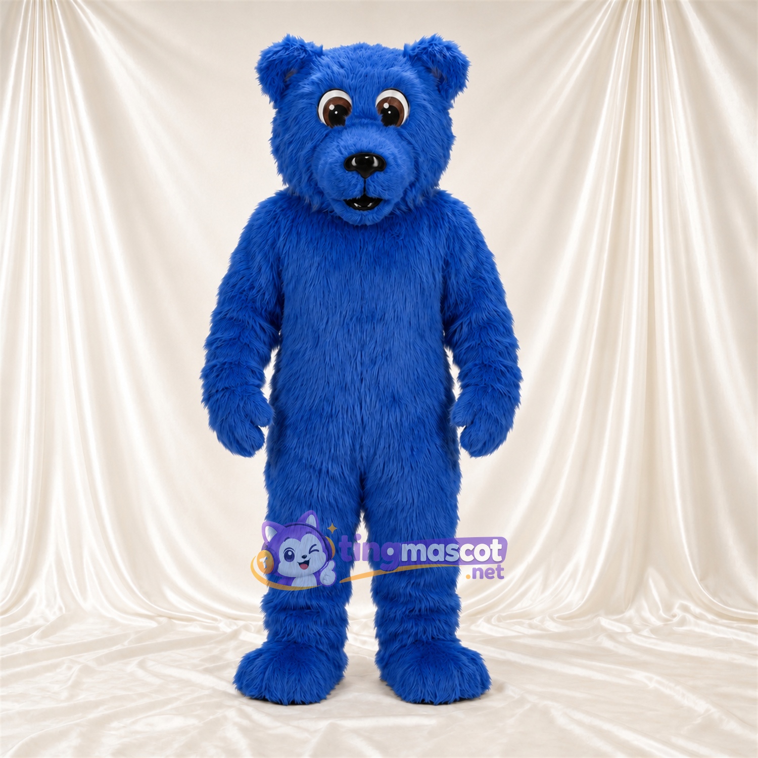 Maskottchenkostüm Bär – blau – Ohren; Zottelfell Maskottchenkostüm Bär – blau – Ohren; Zottelfell