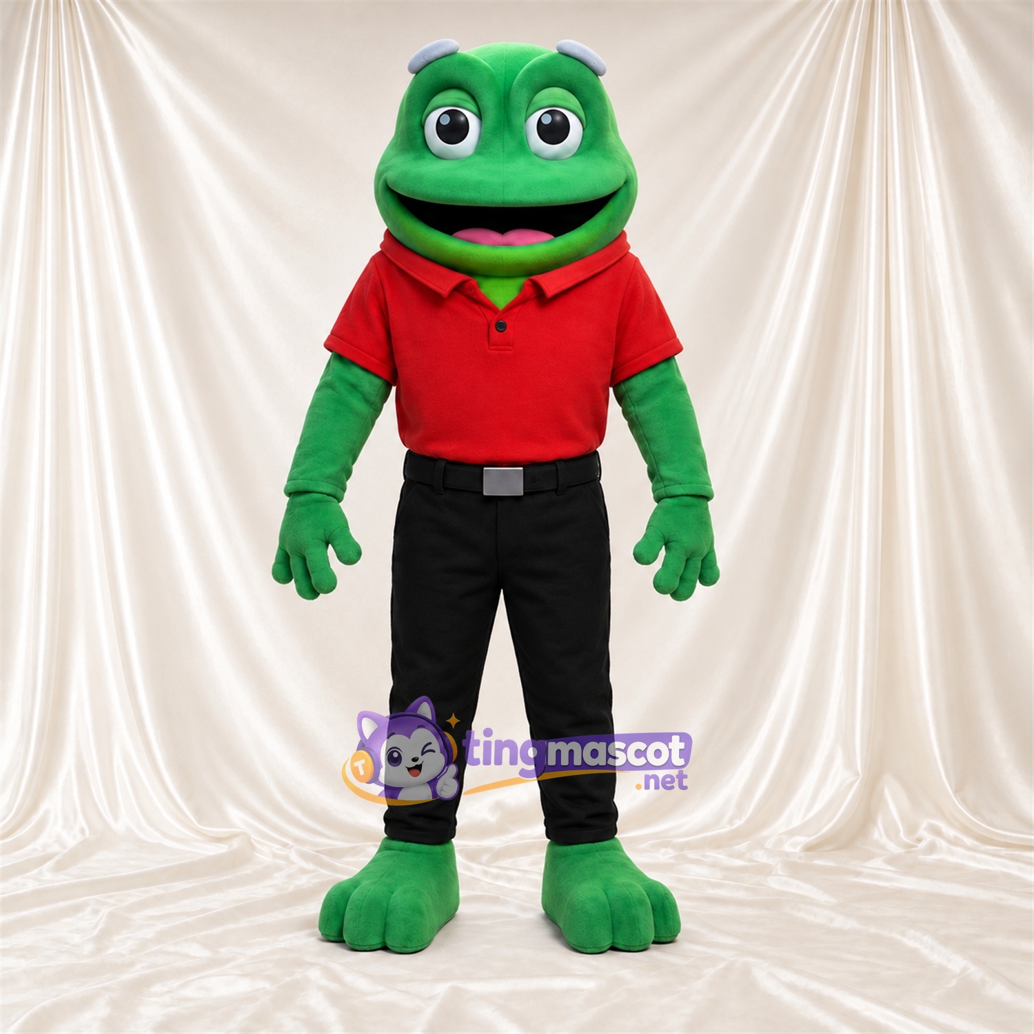 Costume de mascotte Grenouille – vert – Chemise (rouge); Pantalon (noir) Costume de mascotte Grenouille – vert – Chemise (rouge); Pantalon (noir)