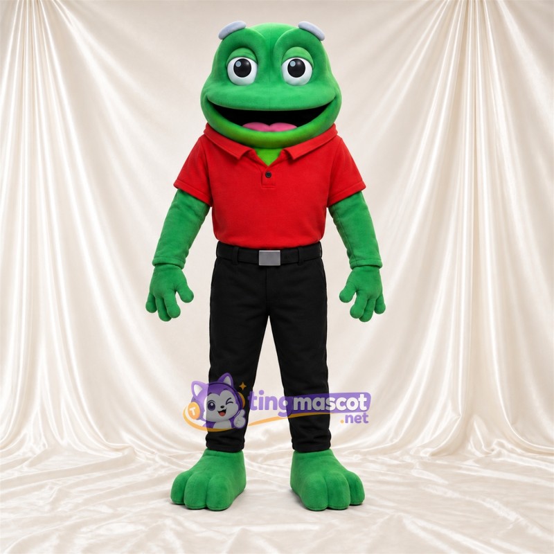 Costume de mascotte Grenouille – vert – Chemise (rouge); Pantalon (noir) Costume de mascotte Grenouille – vert – Chemise (rouge); Pantalon (noir)