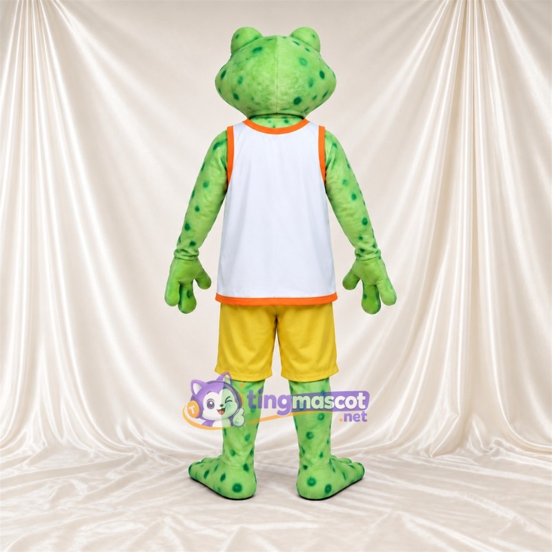 Maskottchenkostüm Frosch – grün – Tanktop (weiß); Shorts (gelb) Maskottchenkostüm Frosch – grün – Tanktop (weiß); Shorts (gelb)