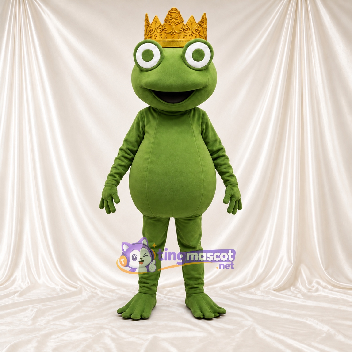 Costume de mascotte Grenouille – vert – Couronne (doré) Costume de mascotte Grenouille – vert – Couronne (doré)