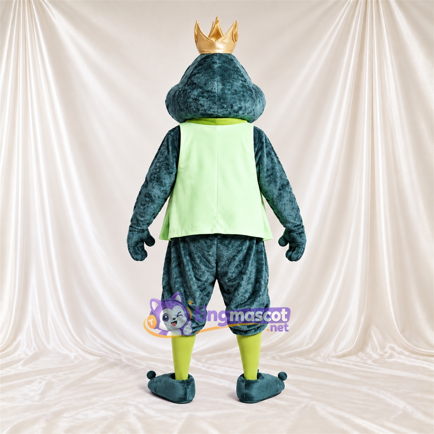 Blue Frog Mascot Costume - Crown and Green Cape Blue Frog Mascot Costume - Crown and Green Cape