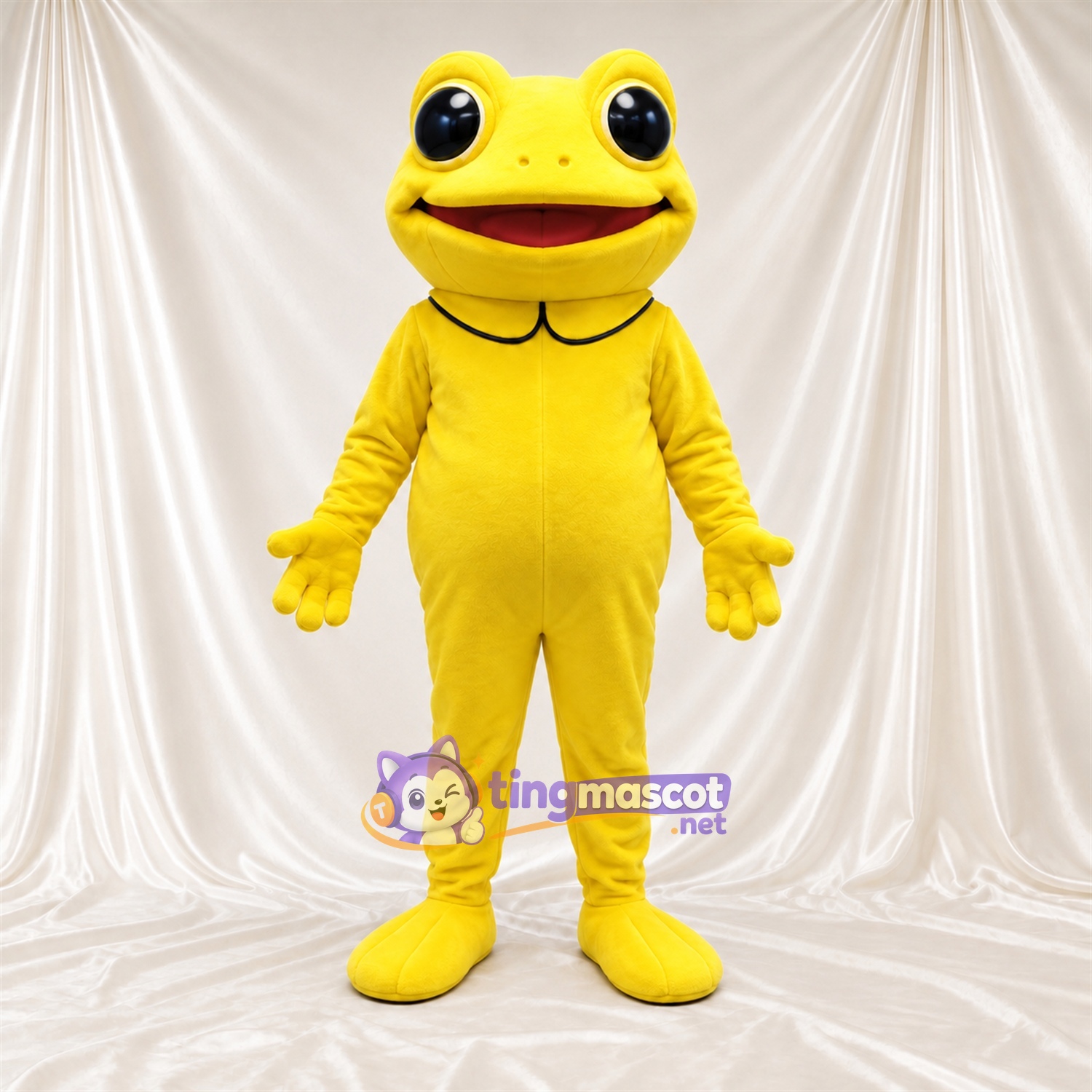 Costume de mascotte Grenouille – jaune – Ventre rond; Pieds (jaune) Costume de mascotte Grenouille – jaune – Ventre rond; Pieds (jaune)