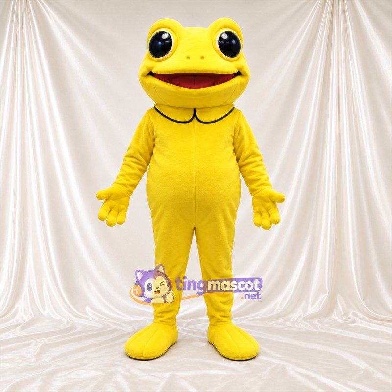 Costume de mascotte Grenouille – jaune – Ventre rond; Pieds (jaune) Costume de mascotte Grenouille – jaune – Ventre rond; Pieds (jaune)