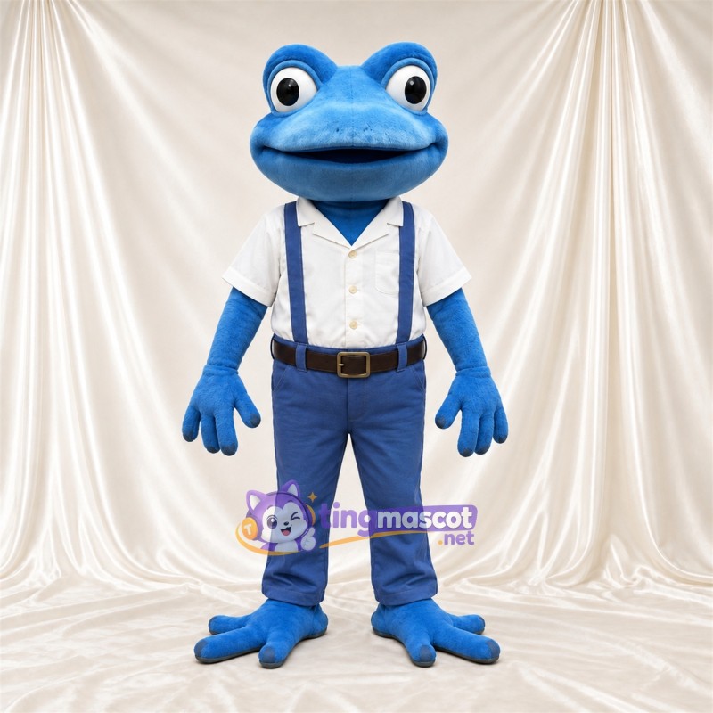 Blue Frog Mascot Costume - White Shirt and Blue Pants Blue Frog Mascot Costume - White Shirt and Blue Pants