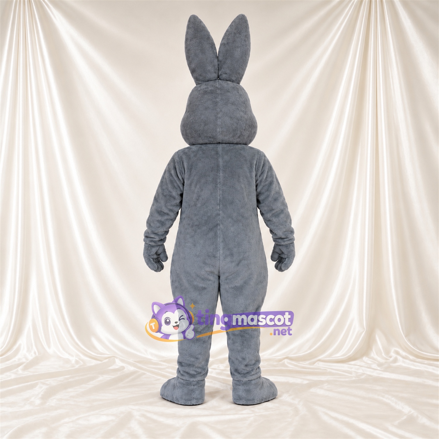 Costume de mascotte Lapin – gris – Intérieur des oreilles (rose); Grandes incisives Costume de mascotte Lapin – gris – Intérieur des oreilles (rose); Grandes incisives