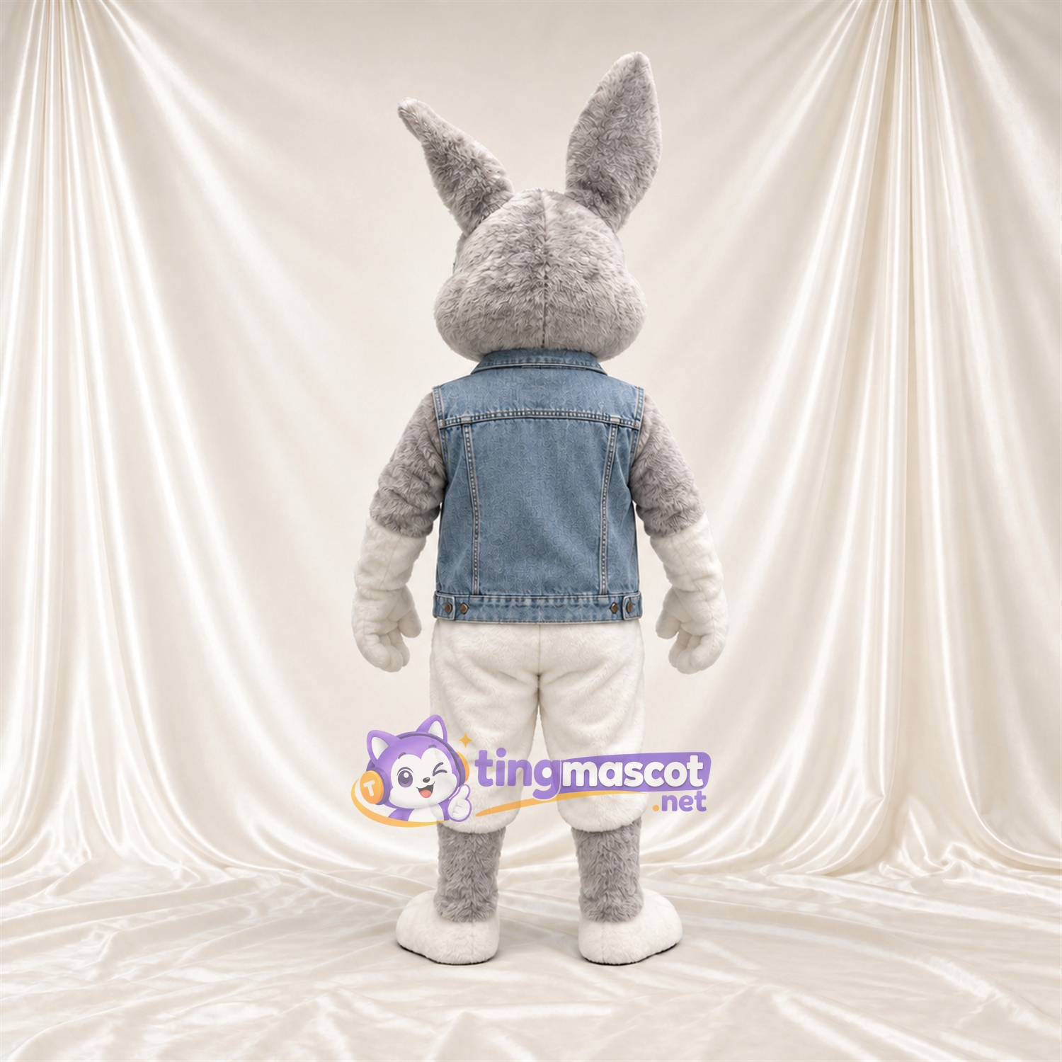 Costume de mascotte Lapin – gris – Gilet; Lunettes de soleil Costume de mascotte Lapin – gris – Gilet; Lunettes de soleil