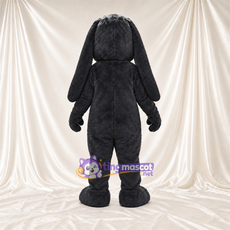 Black Rabbit Mascot Costume - White Belly, Floppy Ears and Pink Inner Ears Black Rabbit Mascot Costume - White Belly, Floppy Ears and Pink Inner Ears