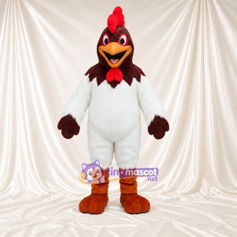 Costume de mascotte Poule – blanc – Ailes (marron) Costume de mascotte Poule – blanc – Ailes (marron)