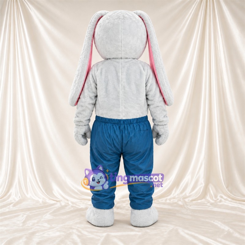 Costume de mascotte Lapin – blanc – Pantalon (bleu) Costume de mascotte Lapin – blanc – Pantalon (bleu)