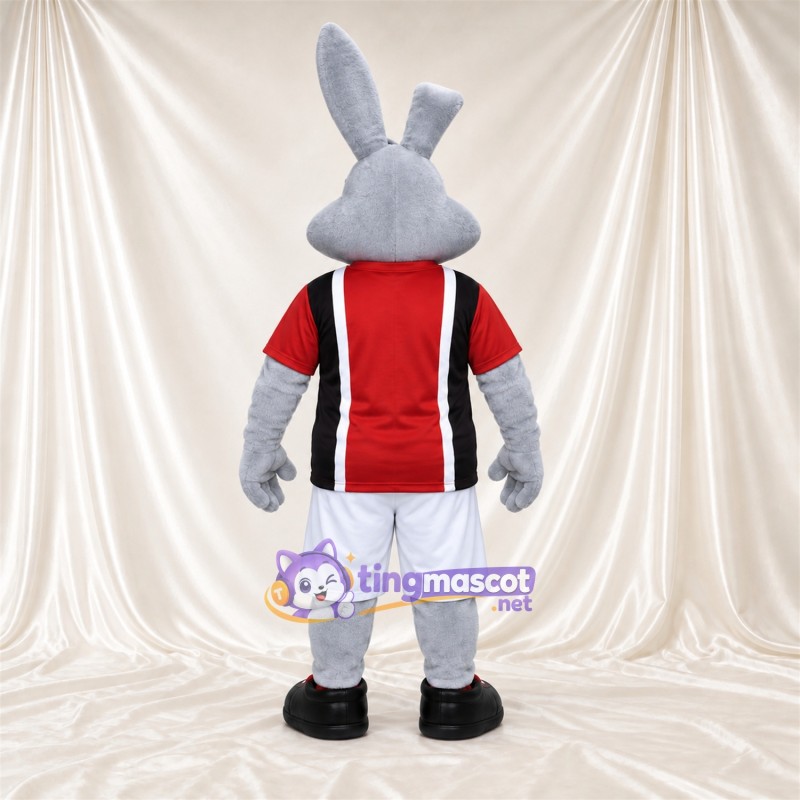 Costume de mascotte Lapin – gris – Chemise (rouge); Short (blanc) Costume de mascotte Lapin – gris – Chemise (rouge); Short (blanc)