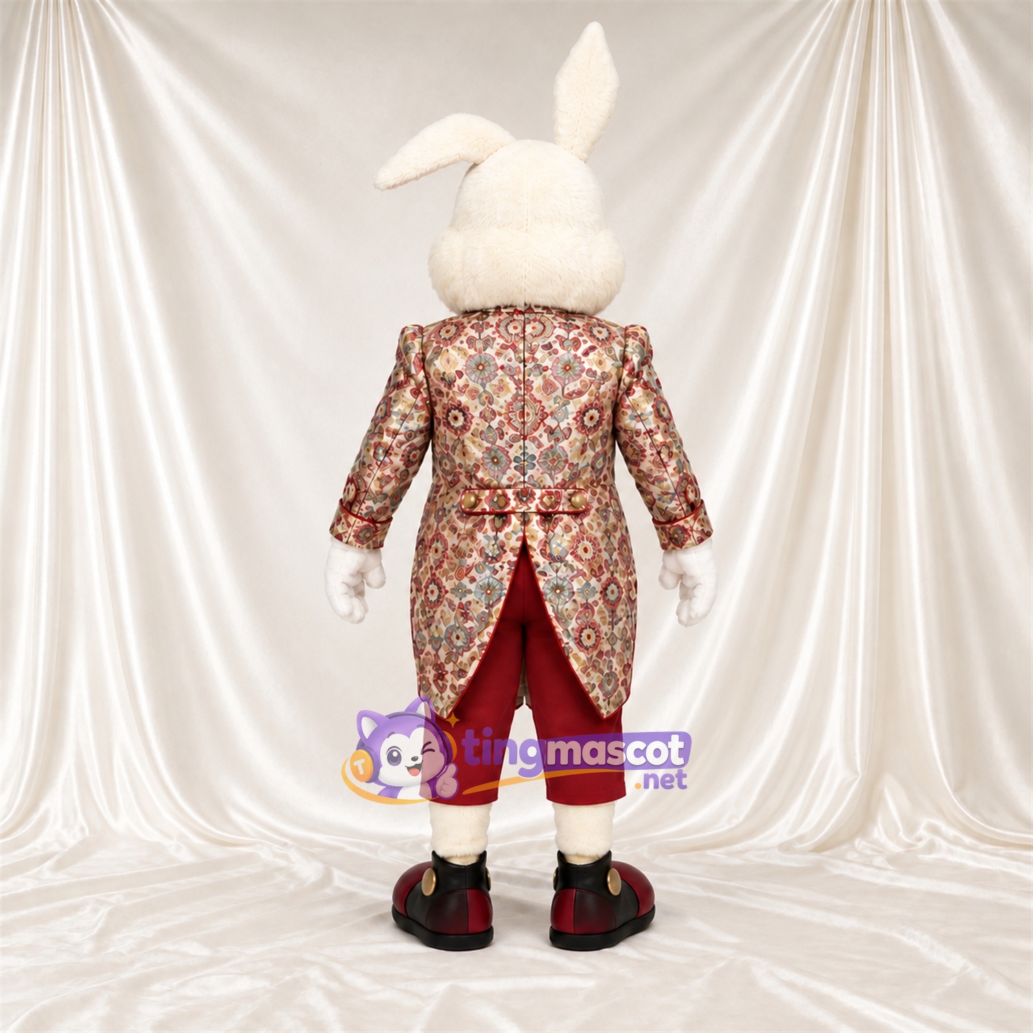 Maskottchenkostüm Hase – weiß – Mantel; Hose (rot) Maskottchenkostüm Hase – weiß – Mantel; Hose (rot)