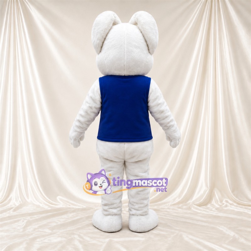 Maskottchenkostüm Hase – weiß – Tanktop (blau); Schlappohren Maskottchenkostüm Hase – weiß – Tanktop (blau); Schlappohren
