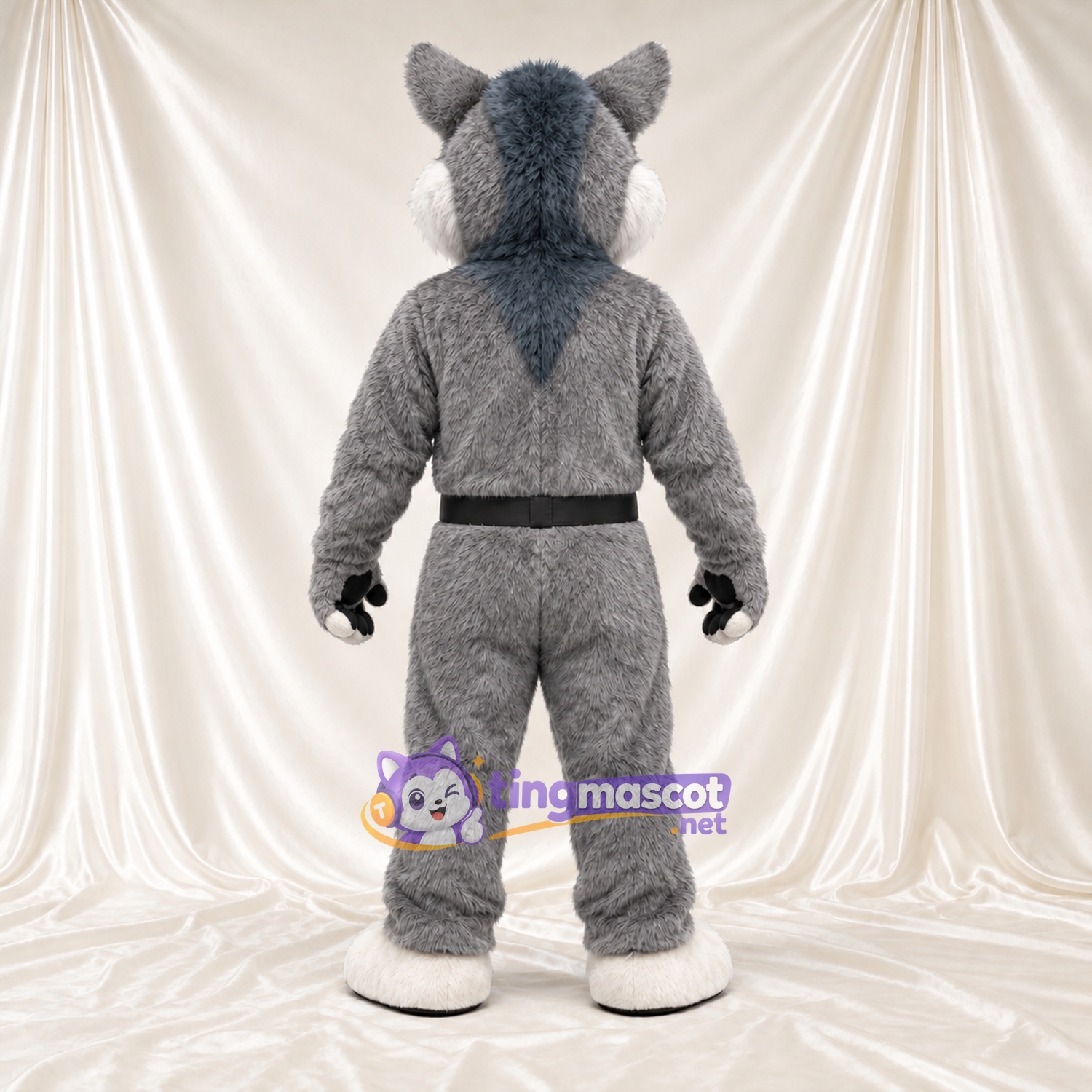 Costume de mascotte Loup – gris – Ceinture (noir) Costume de mascotte Loup – gris – Ceinture (noir)