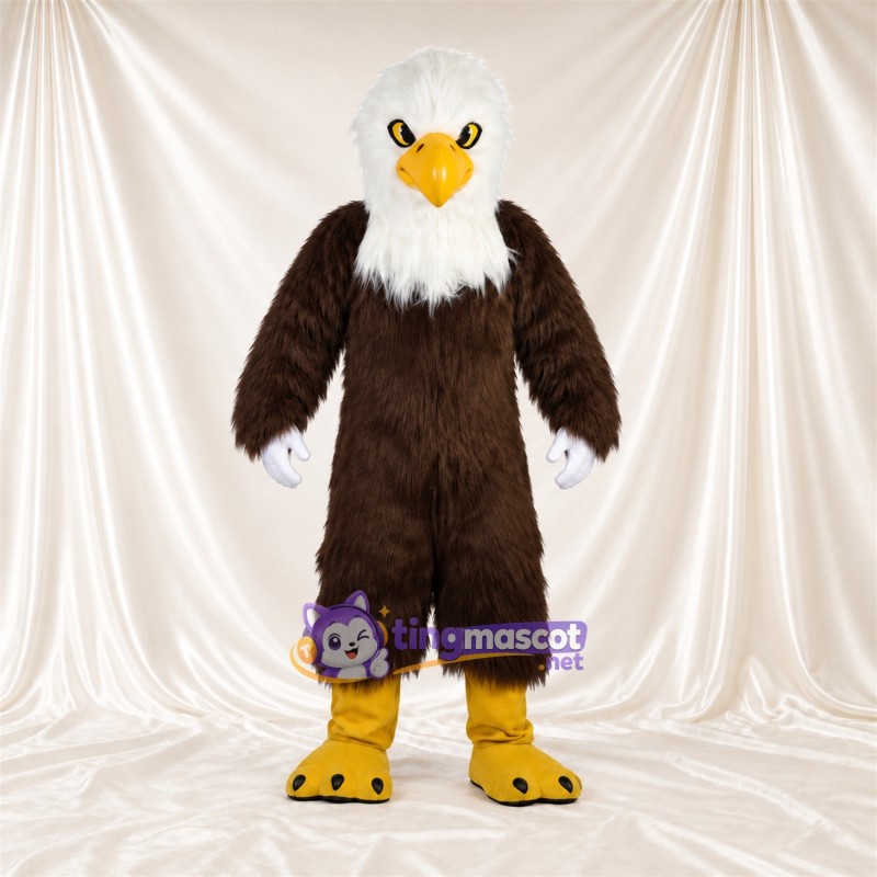 Costume de mascotte Aigle – marron – Tête (blanc); Pieds (jaune) Costume de mascotte Aigle – marron – Tête (blanc); Pieds (jaune)