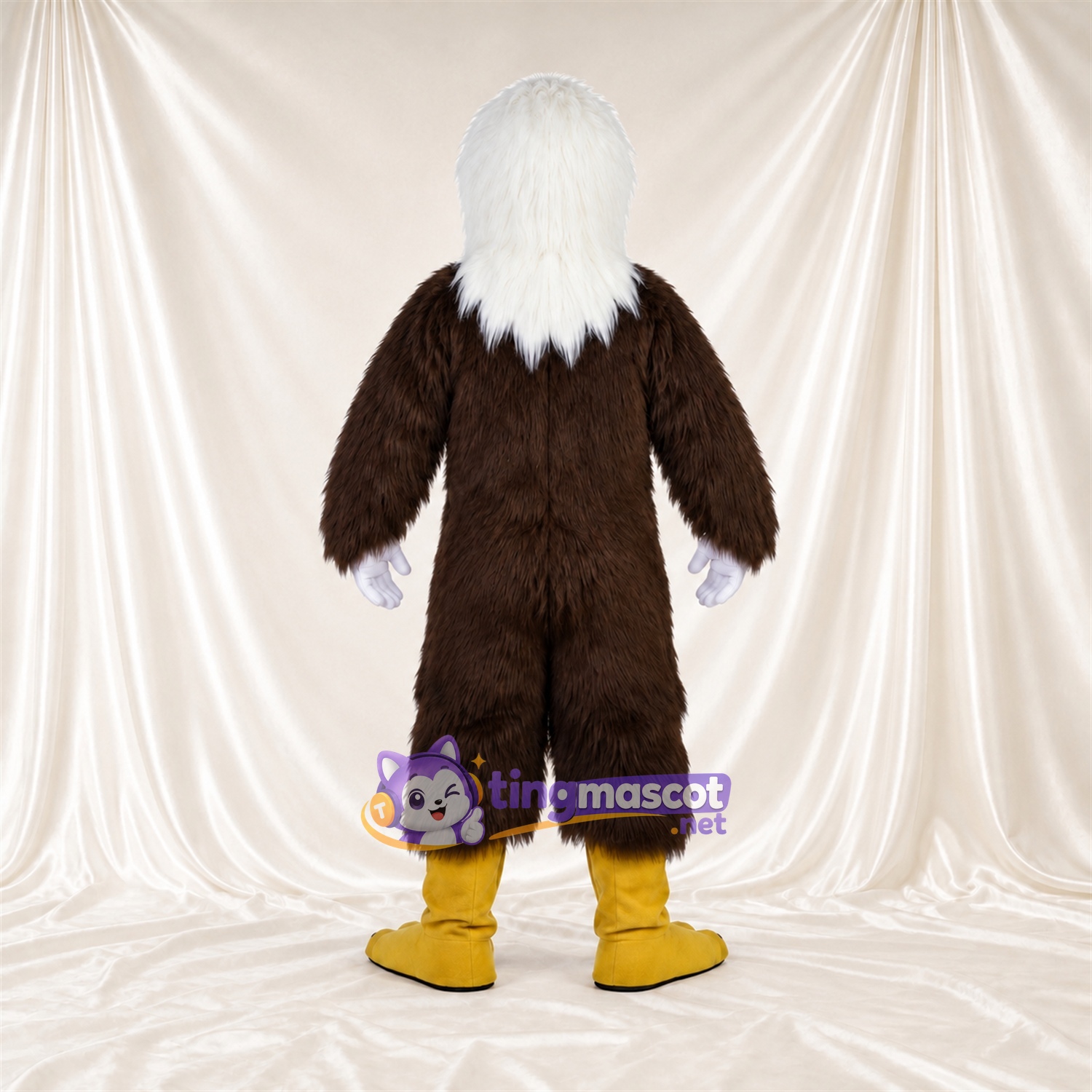Costume de mascotte Aigle – marron – Tête (blanc); Pieds (jaune) Costume de mascotte Aigle – marron – Tête (blanc); Pieds (jaune)