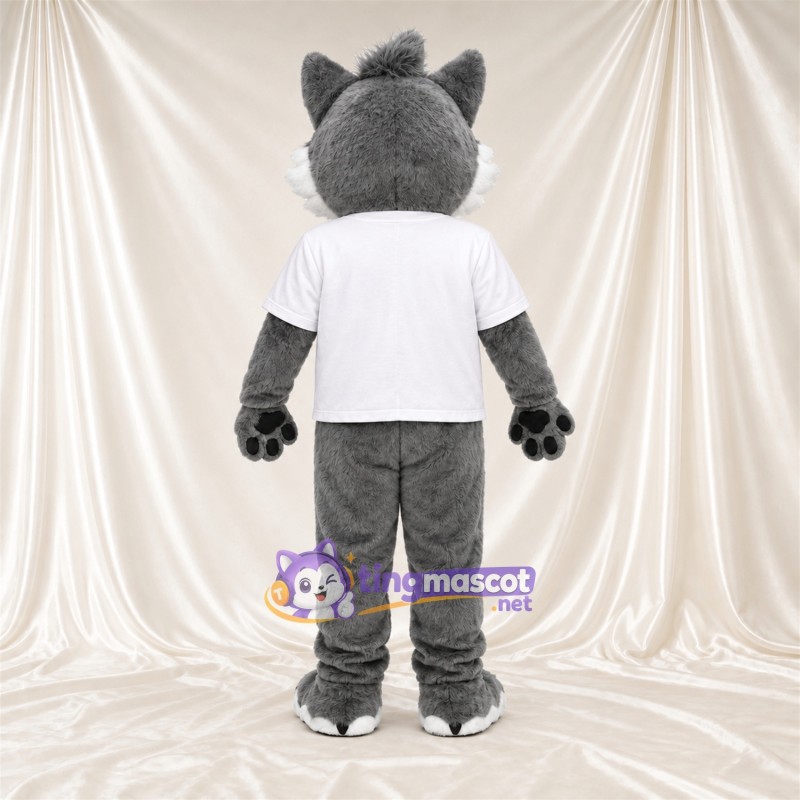 Costume de mascotte Loup – gris – Chemise (blanc) Costume de mascotte Loup – gris – Chemise (blanc)