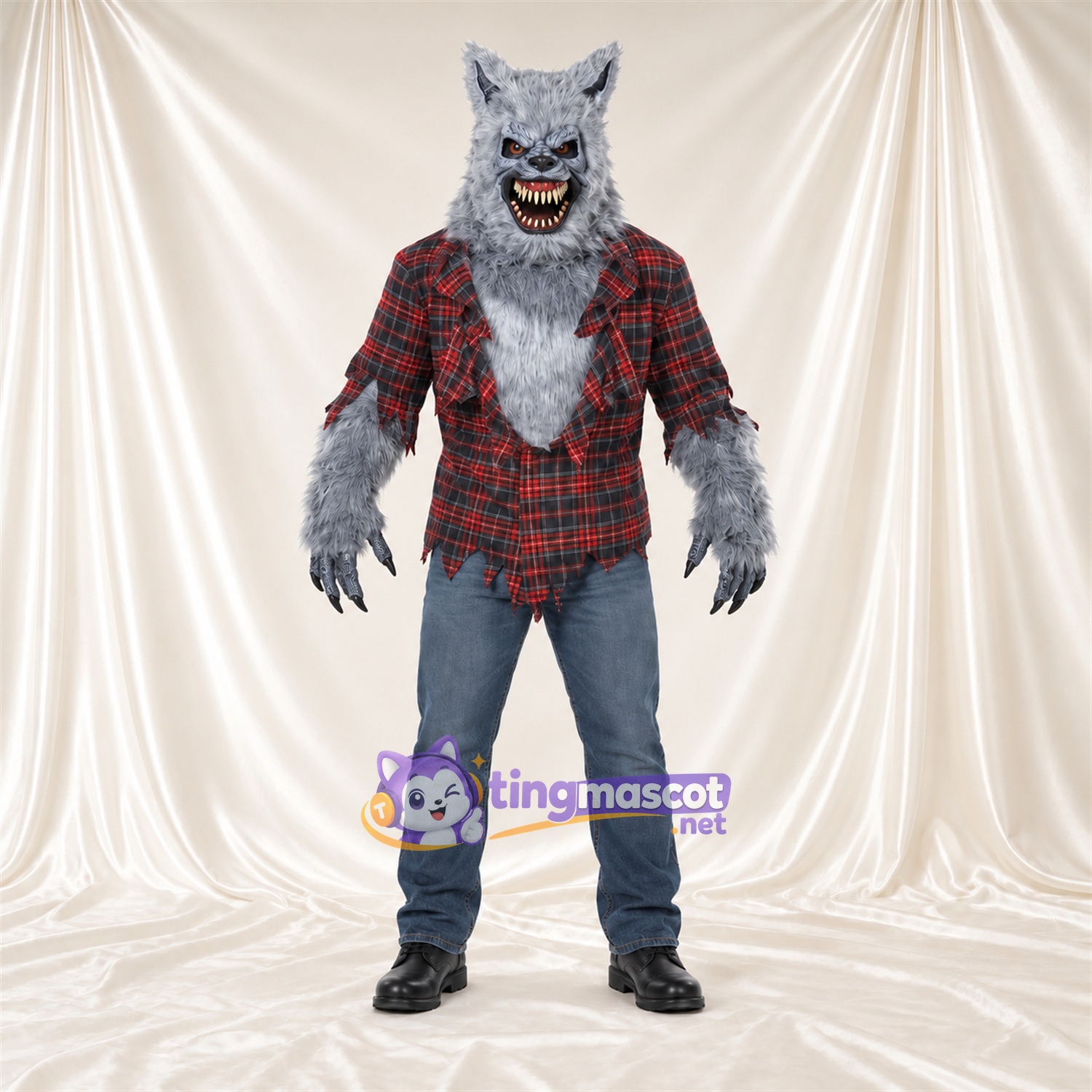 Maskottchenkostüm Werwolf – grau – Hemd Maskottchenkostüm Werwolf – grau – Hemd