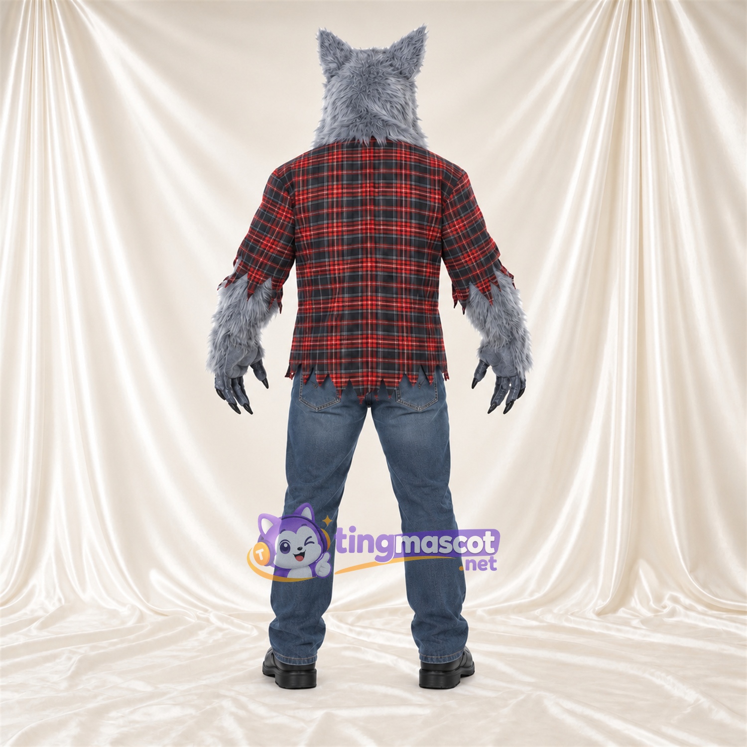 Maskottchenkostüm Werwolf – grau – Hemd Maskottchenkostüm Werwolf – grau – Hemd