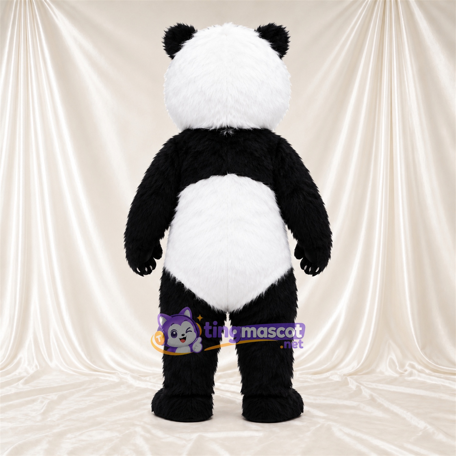 Black and White Panda Mascot Costume - Smiling Face and White Claws Black and White Panda Mascot Costume - Smiling Face and White Claws