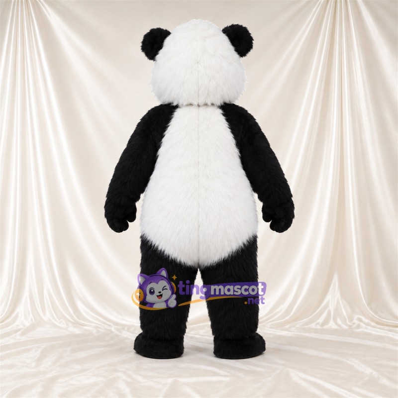Black and White Panda Mascot Costume - Pink Tongue and White Claws Black and White Panda Mascot Costume - Pink Tongue and White Claws