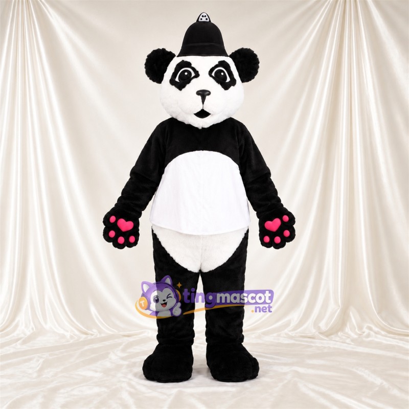 Black and White Panda Mascot Costume - Black Beanie Black and White Panda Mascot Costume - Black Beanie