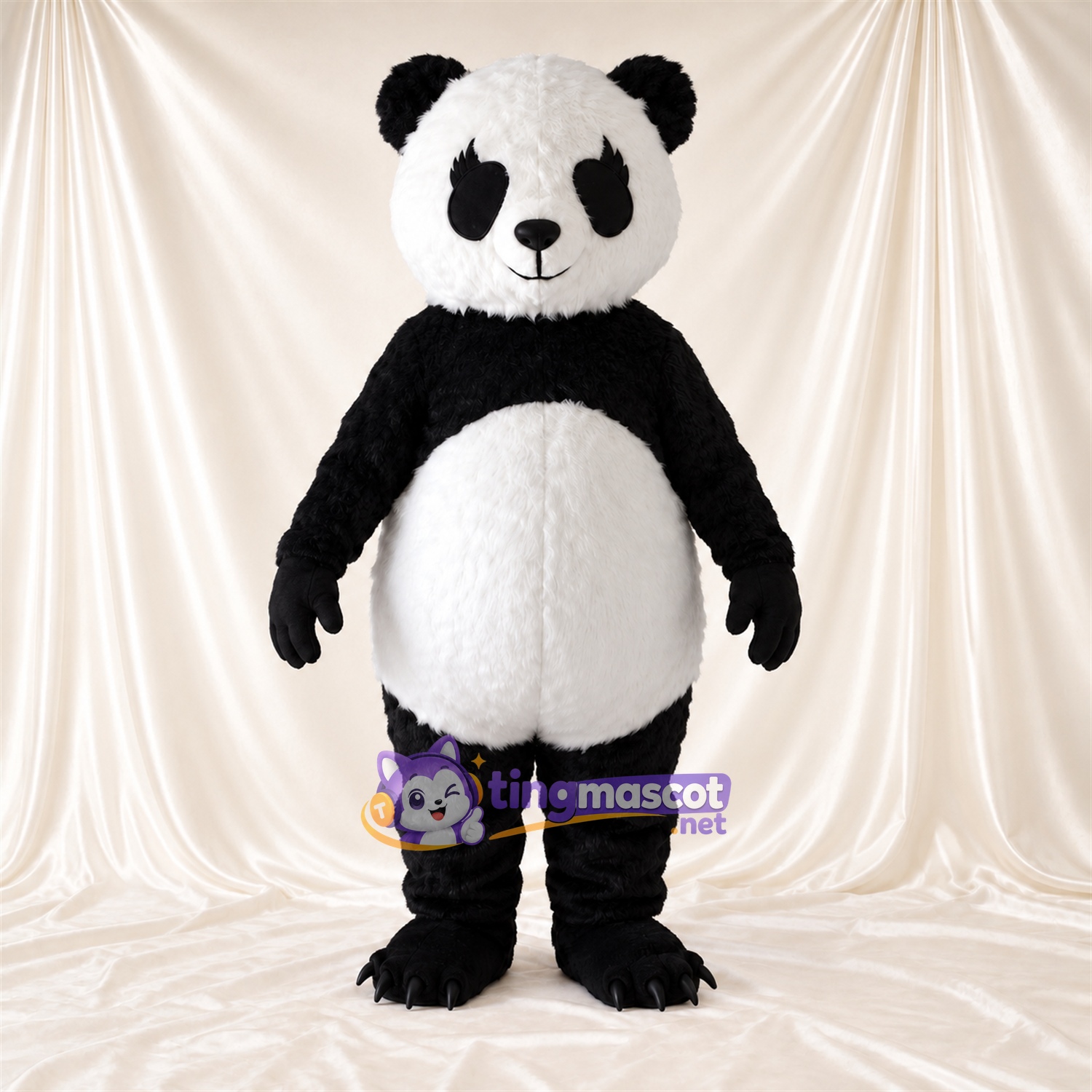 Maskottchenkostüm Panda – schwarz / weiß – Augenflecken; Runder Bauch Maskottchenkostüm Panda – schwarz / weiß – Augenflecken; Runder Bauch