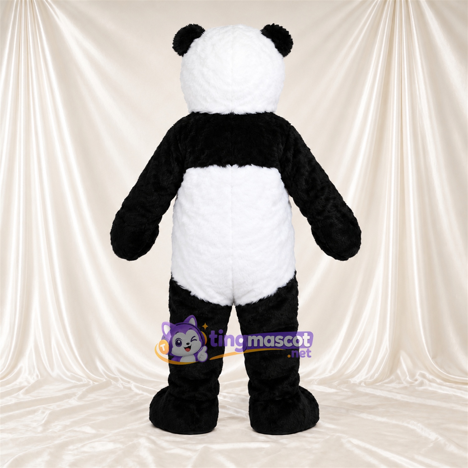 Costume de mascotte Panda – noir / blanc – Bouche ouverte