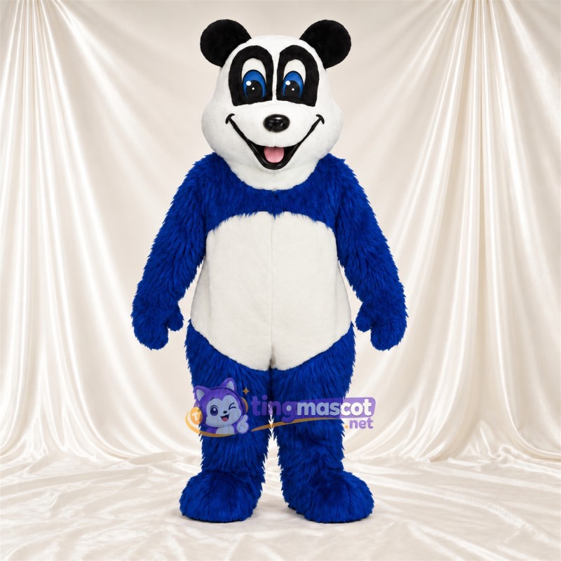 Costume de mascotte Panda – bleu / blanc – Visage souriant; Yeux (bleu) Costume de mascotte Panda – bleu / blanc – Visage souriant; Yeux (bleu)