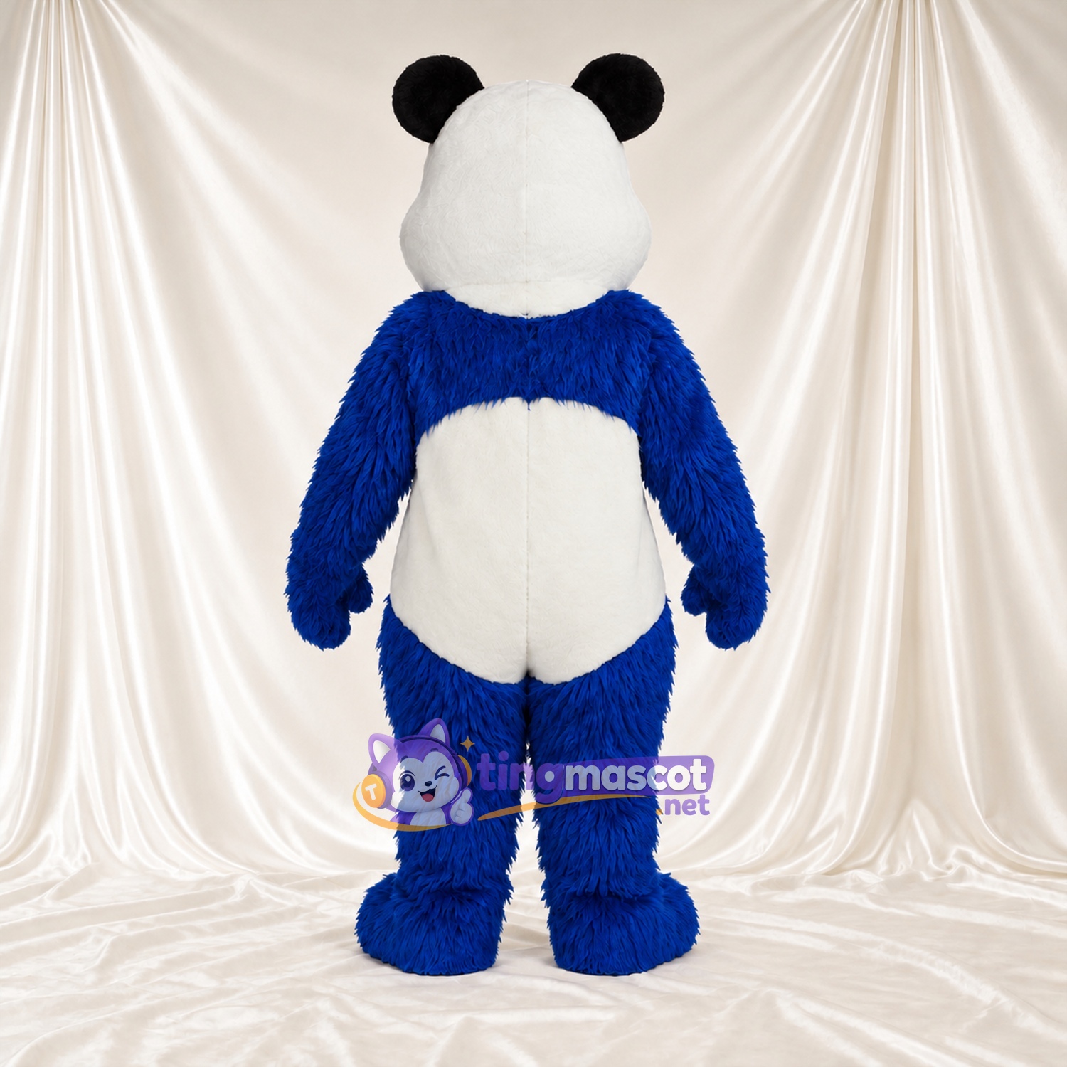 Costume de mascotte Panda – bleu / blanc – Visage souriant; Yeux (bleu) Costume de mascotte Panda – bleu / blanc – Visage souriant; Yeux (bleu)