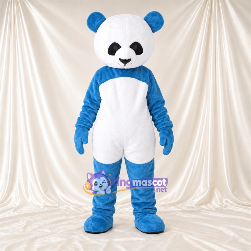 Costume de mascotte Panda – bleu / blanc – Ventre (blanc); Oreilles Costume de mascotte Panda – bleu / blanc – Ventre (blanc); Oreilles