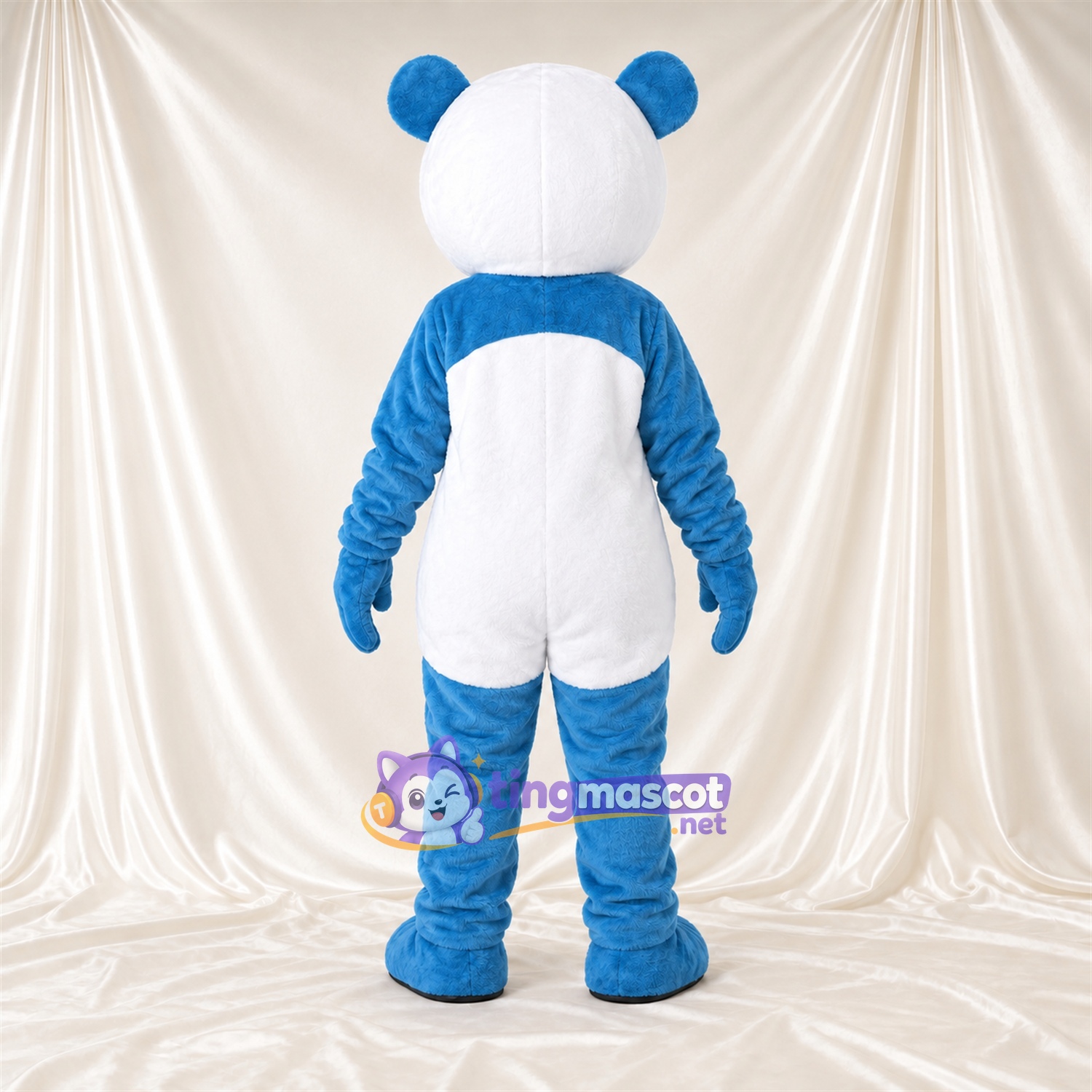 Costume de mascotte Panda – bleu / blanc – Ventre (blanc); Oreilles Costume de mascotte Panda – bleu / blanc – Ventre (blanc); Oreilles