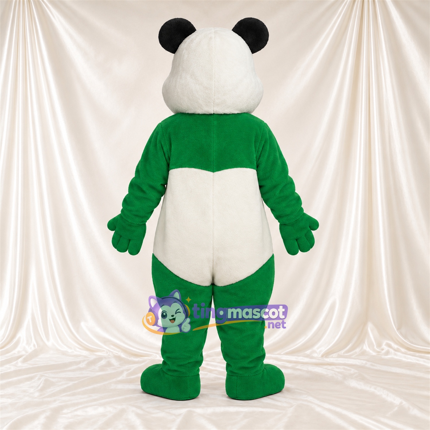 Maskottchenkostüm Panda – grün / weiß – Bauch (weiß); Augen (blau) Maskottchenkostüm Panda – grün / weiß – Bauch (weiß); Augen (blau)
