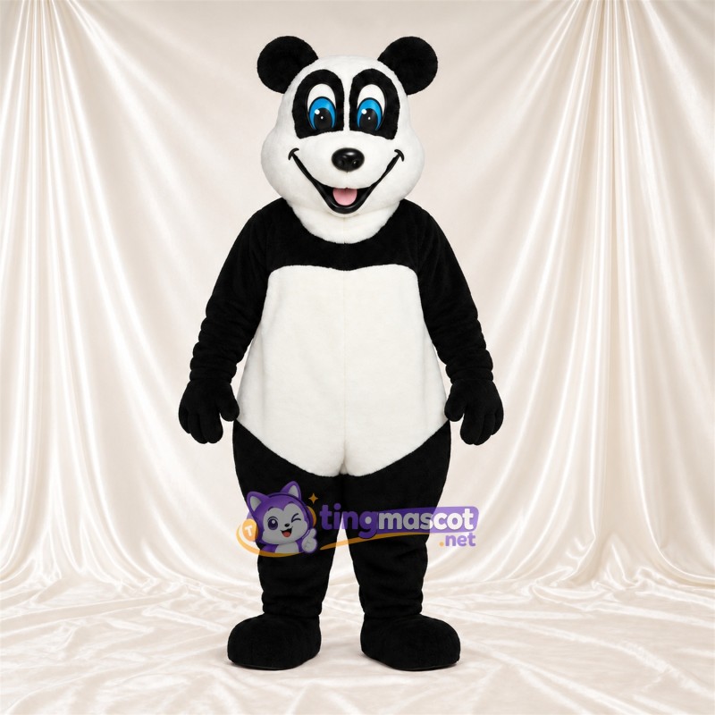 Black and White Panda Mascot Costume - Blue Eyes and Open Mouth Black and White Panda Mascot Costume - Blue Eyes and Open Mouth