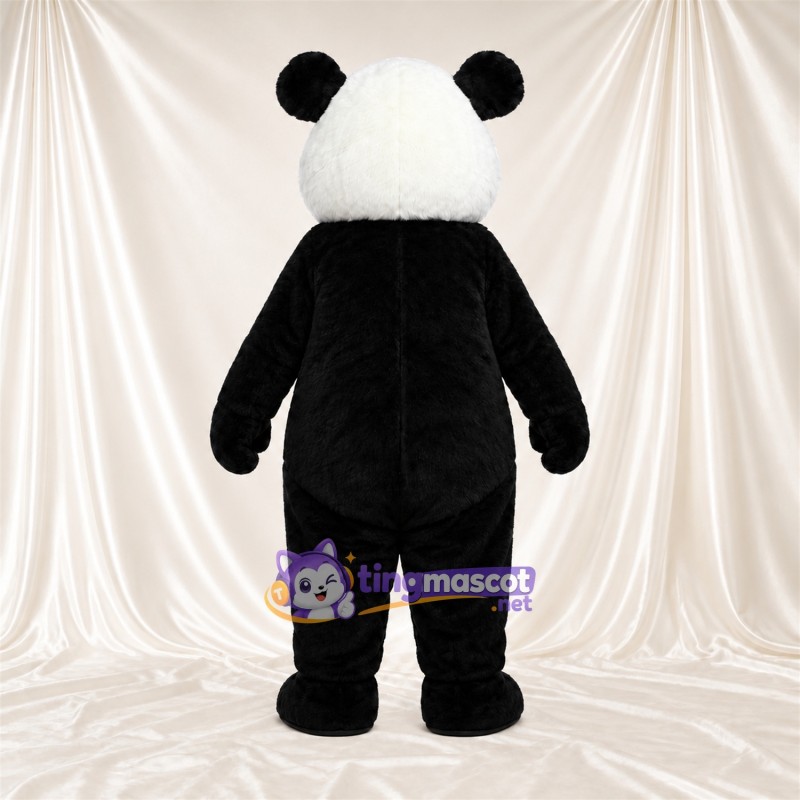 Costume de mascotte Panda – noir / blanc – Bouche ouverte; Oreilles