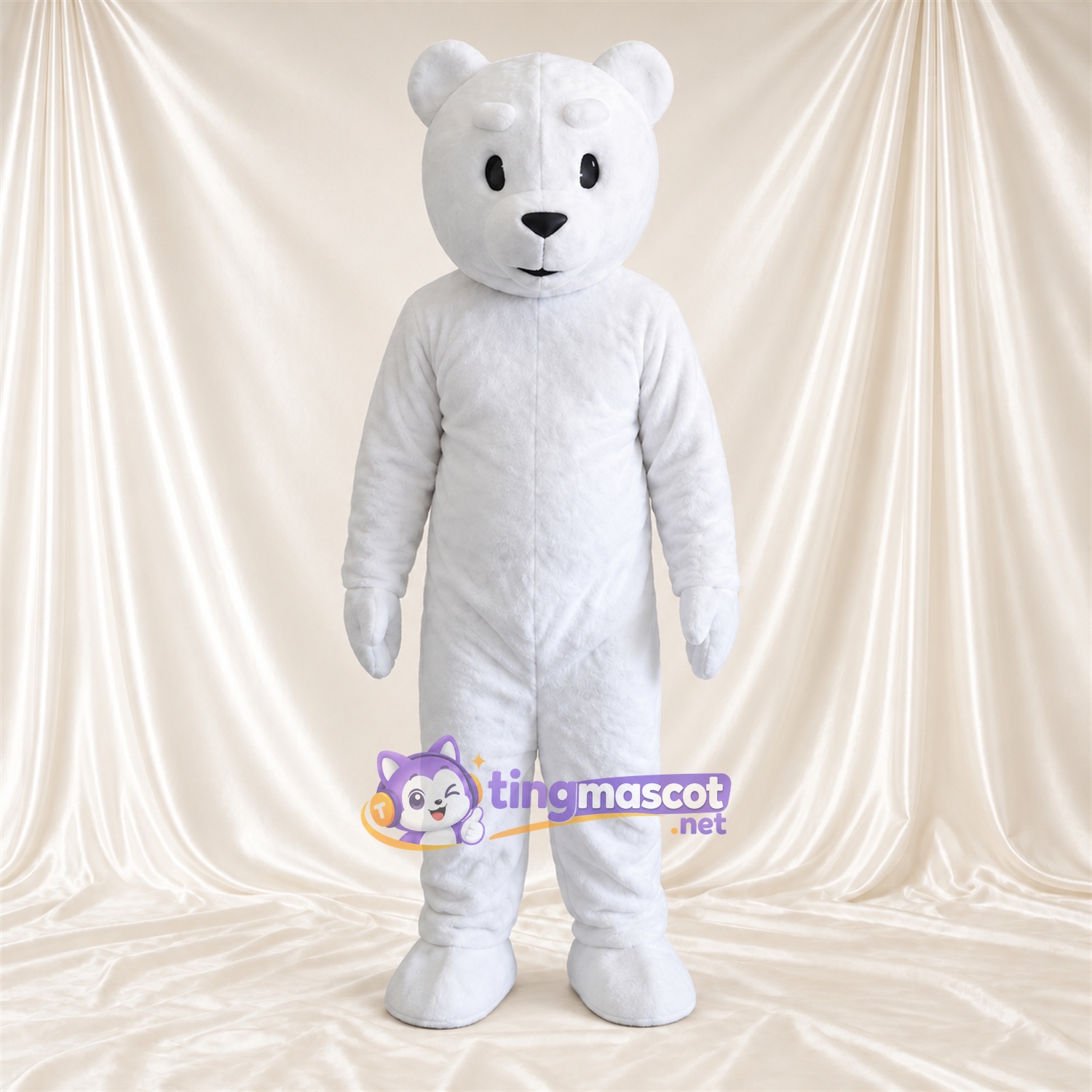 Maskottchenkostüm Eisbär – weiß – Lange Ohren; Schnauze Maskottchenkostüm Eisbär – weiß – Lange Ohren; Schnauze